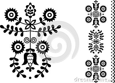 Folk embroidery from West Slovakia Vector Illustration